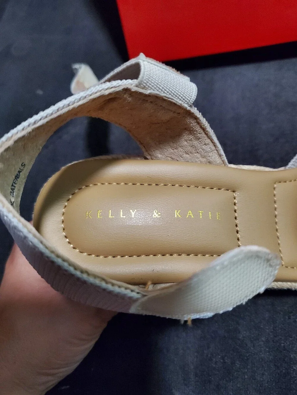 NWOT Kelly & Katie Banner Espadrille Wedge Sandal - Taupe size 6M